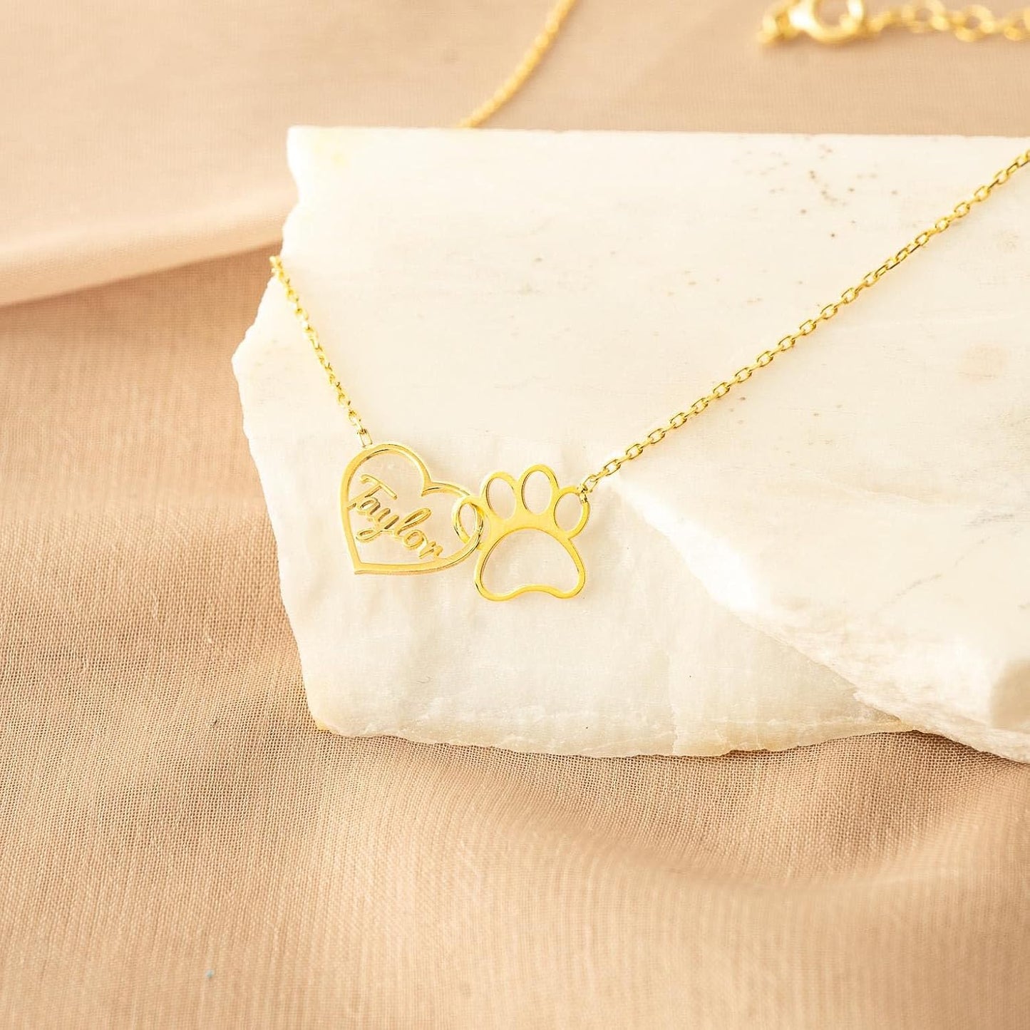 Customized Paw Print Necklace Personalized Pet Name Necklace Custom Engraved Dog Cat Paw Pendant Necklace Pet Memorial Gift for Pet Lovers