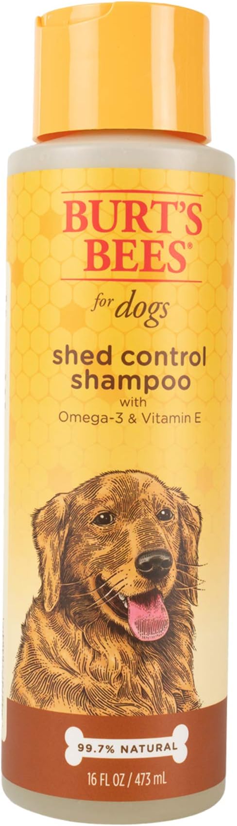 Burt's Bees for Pets Shed Control Shampoo for Dogs with Omega-3 and Vitamin E, 99.7% Natural Origin Formulas, Dog Shampoo for Reducing Shedding - Deshedding Dog Shampoo, 16 oz