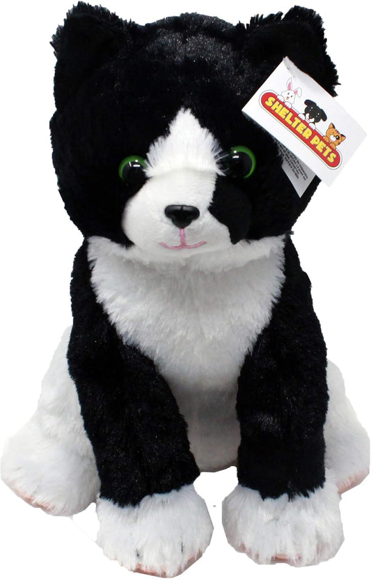 Peppa The Tuxedo Cat - 10" Black and White Plush Toy Stuffed Animals - Based on Real-Life Adopted Pets - Benefiting The Kitten and Cats Animal Shelters They were Adopted from