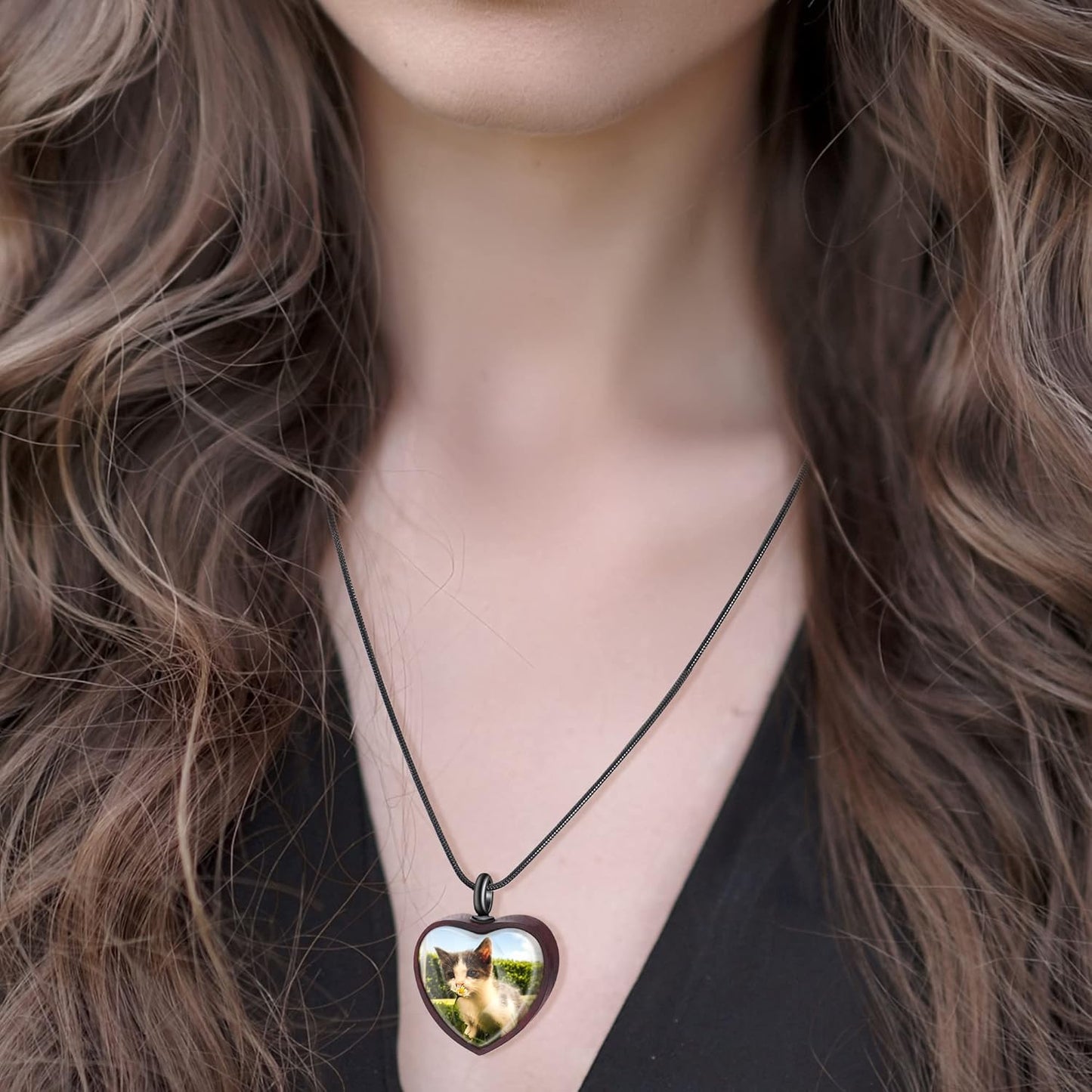 Farfume Personalized Pet Urn Necklace for Dog Cat Ashes Cremation Pet Memorial Customized Photo Text Engraving Pendant Keepsake Funeral Jewelry