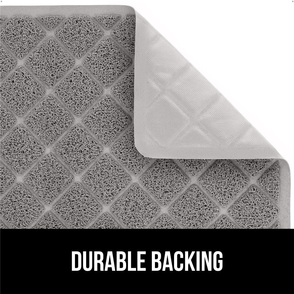 GORILLA GRIP Cat Litter Box Mat, 35x23 2 Pack, Water Resistant, US Designed Kitty Litter Trapping Mats, Easy to Clean Scatter Control, Less Mess and Clean Floors, Kitten Supplies for Indoor Cats, Gray