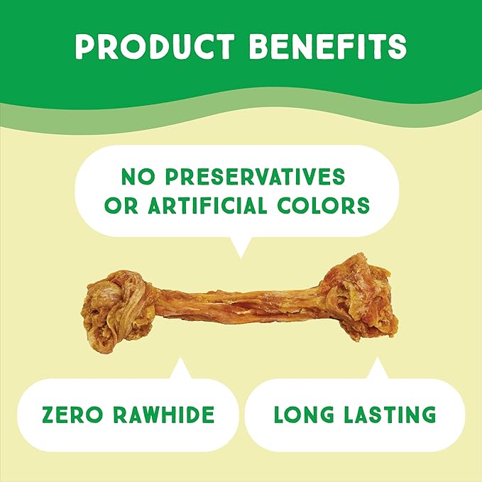 Ultra Chewy Turkey Tendon Knotted Bones for Dogs - Premium All-Natural, Hypoallergenic, Long-Lasting Dog Chew Treat, Easy to Digest - Ingredient Sourced from USA (8 Inches - 2 Pack)