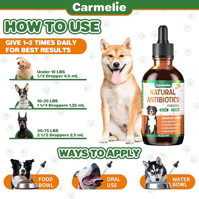 Natural Antibiotics for Dogs - Dog Antibiotics Nutritional Supplements for Skin Issue, Itch Relief, Dog and Cat Herbal Supplement Drops for Pets, Supports Skin Health - 60 ml/2 Fl Oz