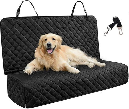 Dog Car Seat Covers for Back Seat Waterproof Bench Seat Cover Protector Nonslip Durable Soft Pet Dog Back Seat Cover for Car, Truck, & SUV (Black)
