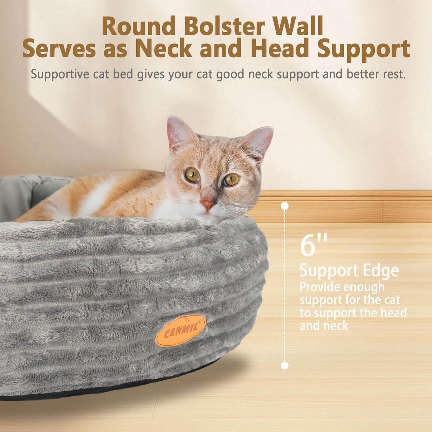 Cat Bed, Cat Bed for Indoor Cats, 20’’ Donut Cat Bed for Cats and Small Dogs, Washable Round Pet Bed, Indoor Use