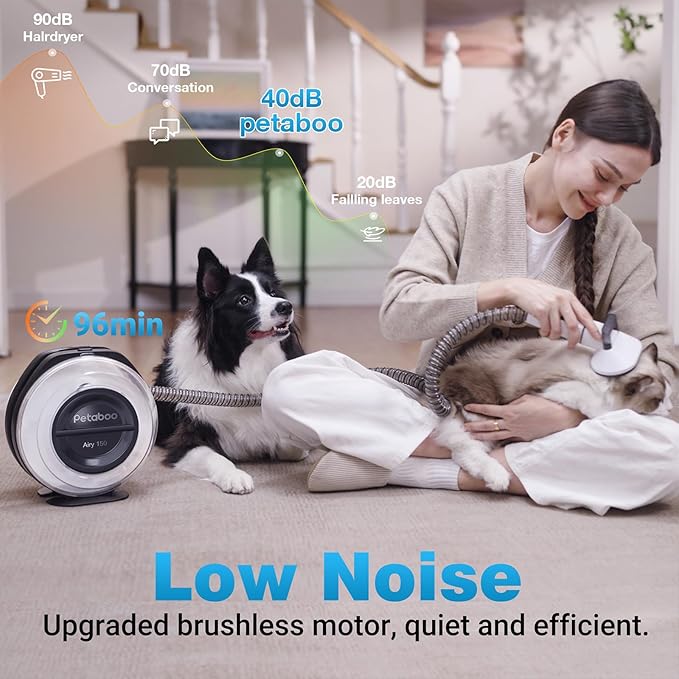 Cordless Dog Grooming Vacuum, Pet Grooming Kit with Clippers Nail Grinder 5 Pet Grooming Tools,2.2L Dust Cup,Low Noise,Dog Vacuum for Shedding Grooming for Home Outdoor Car