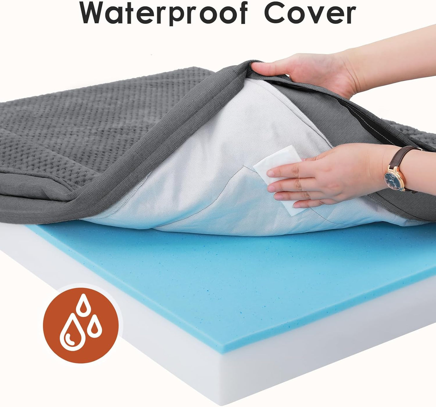 Orthopedic Dog Bed Medium Size Dog, Memory Foam Pet Bed for Small and Medium Dogs, Washable Removable Cover, Nonskid Bottom, Waterproof, 35x23x6 Inches, Dark Grey