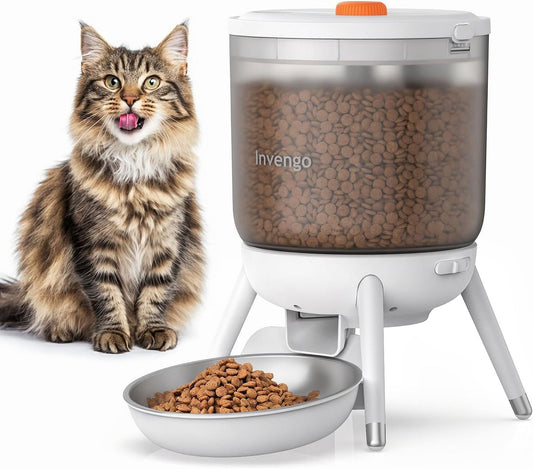 MeowServe B10 Automatic Cat Feeder, 3L Timed Pet Feeder with One-Touch Top Button Feeding, Dual Power, Anti-Bug Design, Visible Hopper, Up to 6 Meals Daily for Cats and Small Dogs