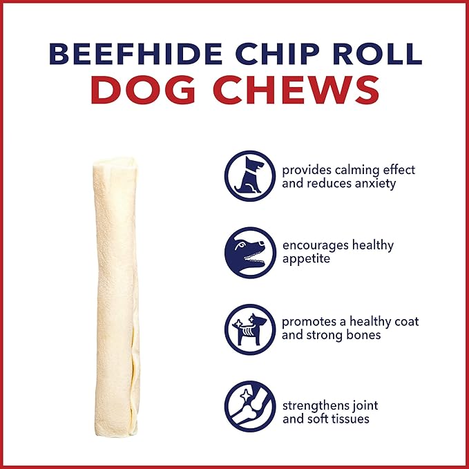 Pet Factory American Beefhide 5" Chip Rolls Dog Chew Treats - Natural Flavor, 8 Count/1 Pack