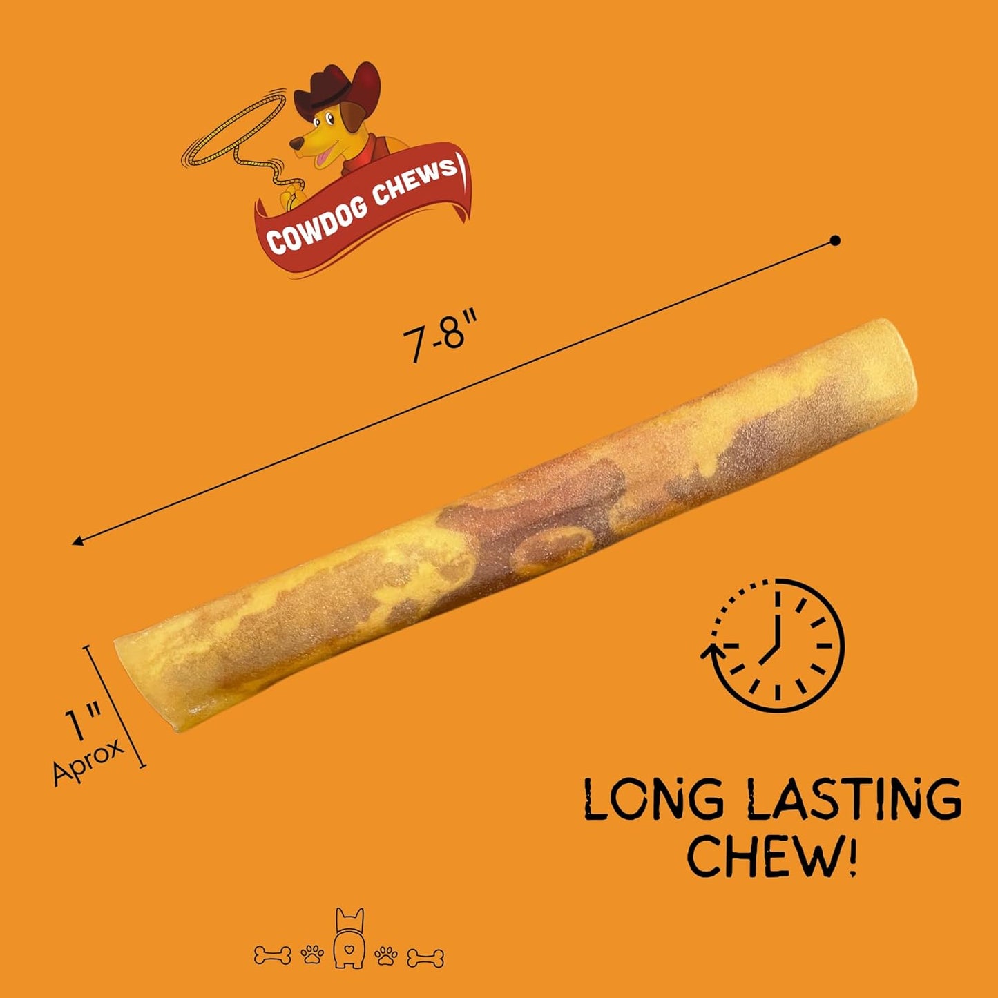 Cowdog Chews Rawhide Gourmet Meaty Rolls 7-8" (20 Count) – Premium Dog Treats with Savory Beef Filling, Long-Lasting Chew for Aggressive Chewers, High-Protein, Natural Ingredients