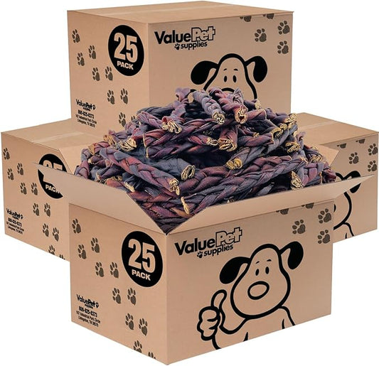 ValueBull Collagen Braided Sticks for Dogs, 6 Inch Medium Chews, Natural Long-Lasting Dog Treats, 100 Count Bulk Pack - Supports Joints, Skin & Coat with Chondroitin & Glucosamine