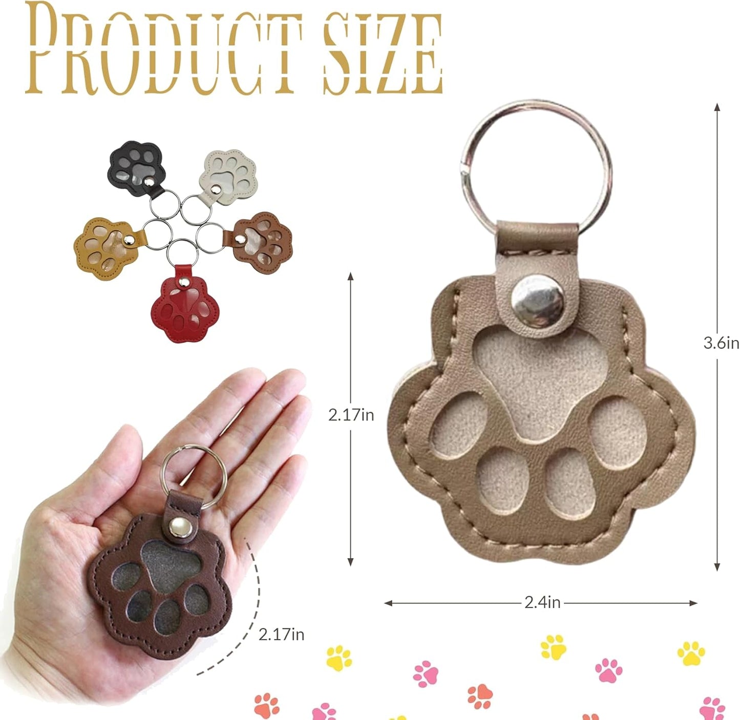 Leather Pet Memorial Keychain, Pet Hair Keepsake Keychains, Cute Leather Paw Keychains, Memorial Gift for Pet Lovers