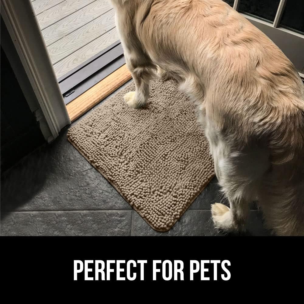 GORILLA GRIP Dog Doormat, Absorbent Doormats for Muddy Dogs Paws, Machine Washable Soakstopper Rugs, Cleaner Floors, US Designed Pet Bed Door Mat, Indoor Entrance Pets Rug, Mats 24x17 Cappuccino