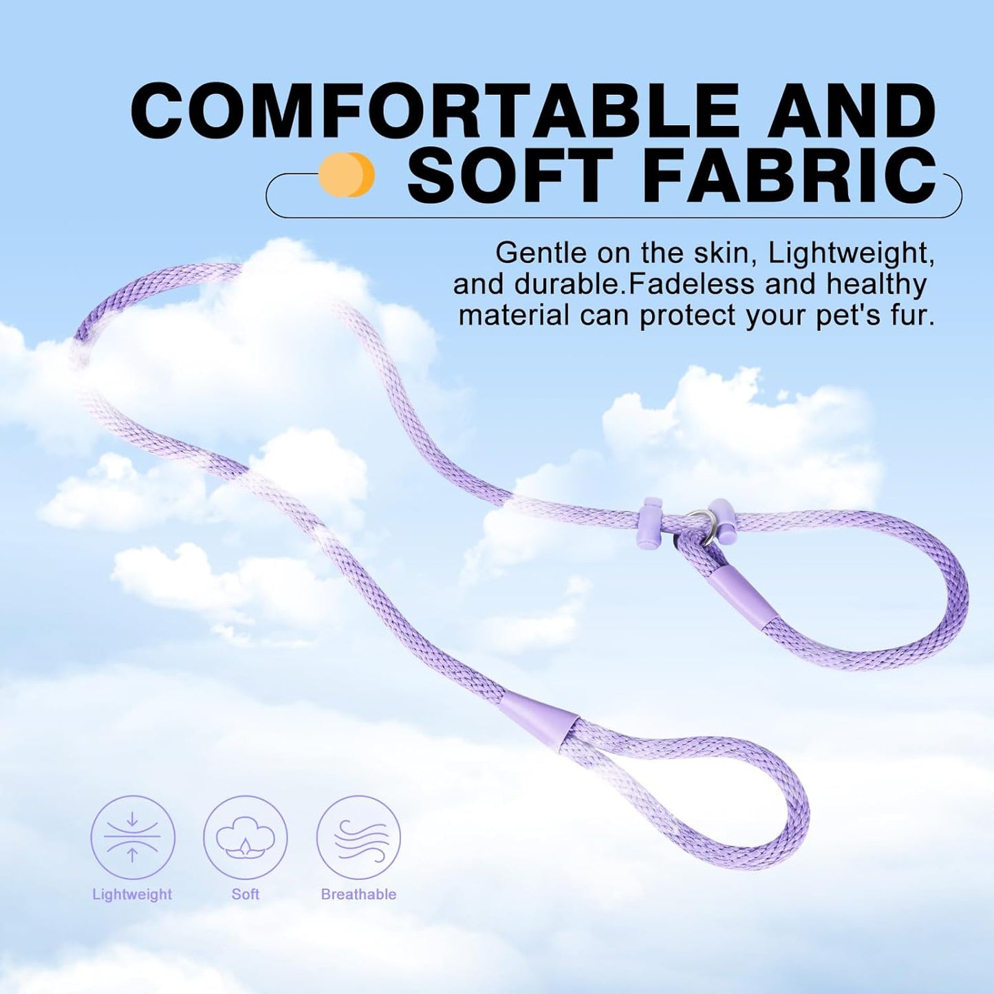 Lynxking Dog Leash Slip Lead Reflective Breathable Rope Comfortable Strong No Pull Slip On Pet Training Lead for Dogs