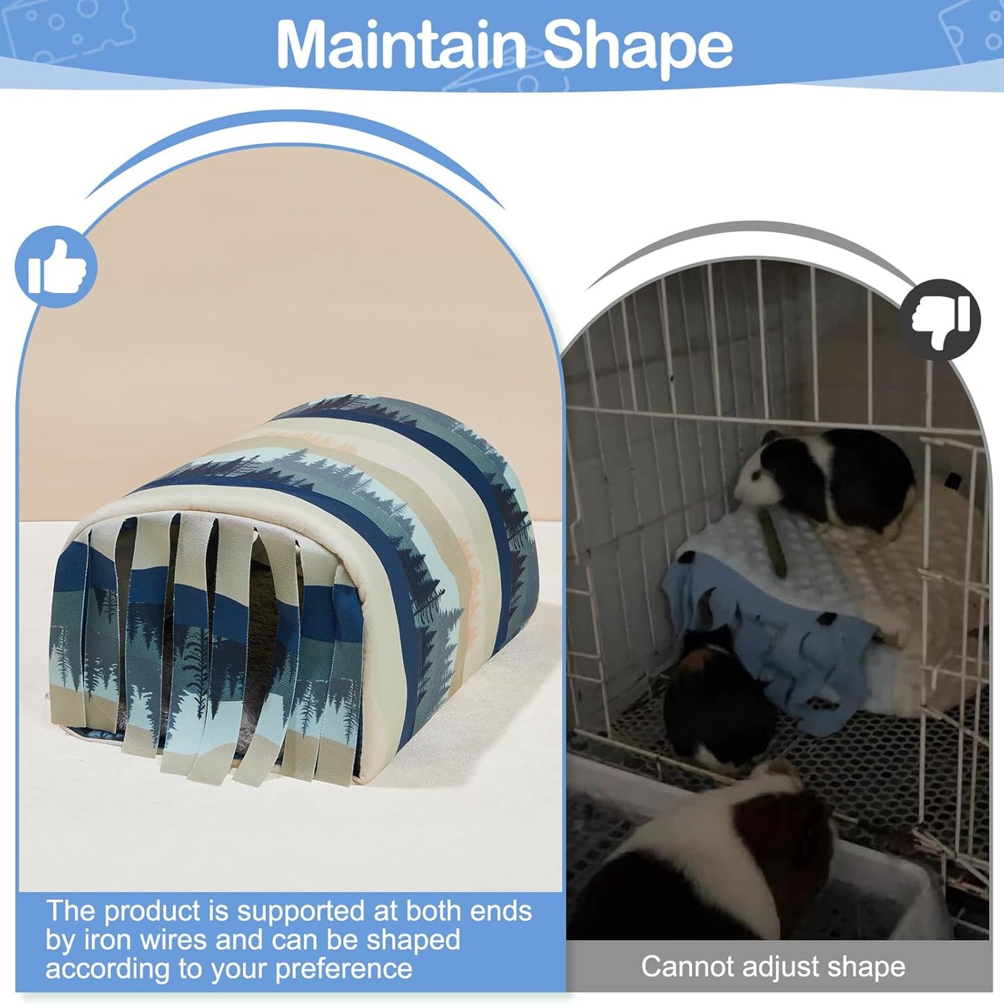 Guinea Pig Hideout Washable Guinea Pigs Tunnel with Curtains Hamster Hideout Cozy Guinea Piggy House Fit for Guinea Pig Cages Soft Guinea Pigs Accessories for Small Animals Hamster/Chinchilla/Bunny