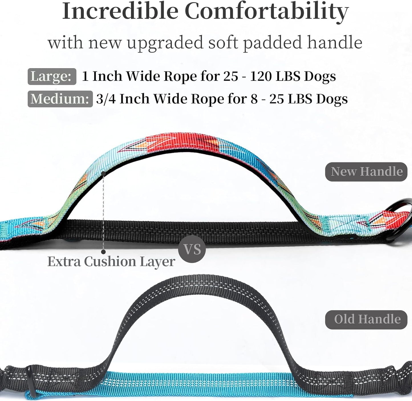 iYoShop Hands Free Dog Leash with Zipper Pouch, Dual Padded Handles and Durable Bungee for Walking, Jogging and Running Your Dog (Colorful Rhombus, Large)