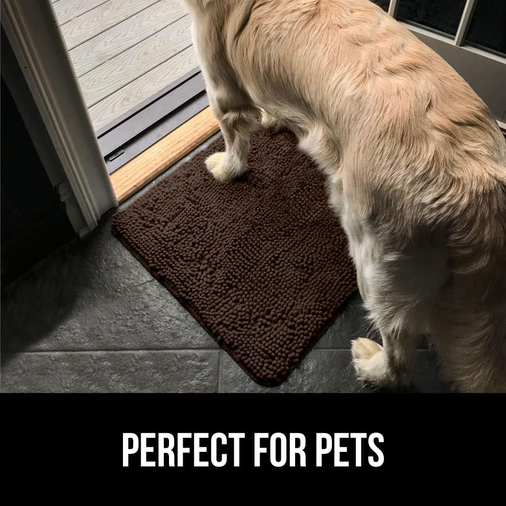 GORILLA GRIP Dog Doormat, Absorbent Doormats for Muddy Dogs Paws, 30x20 Machine Washable Soakstopper Rugs, Cleaner Floors, US Designed Pet Bed Door Mat, Indoor Entrance Pets Rug, Brown