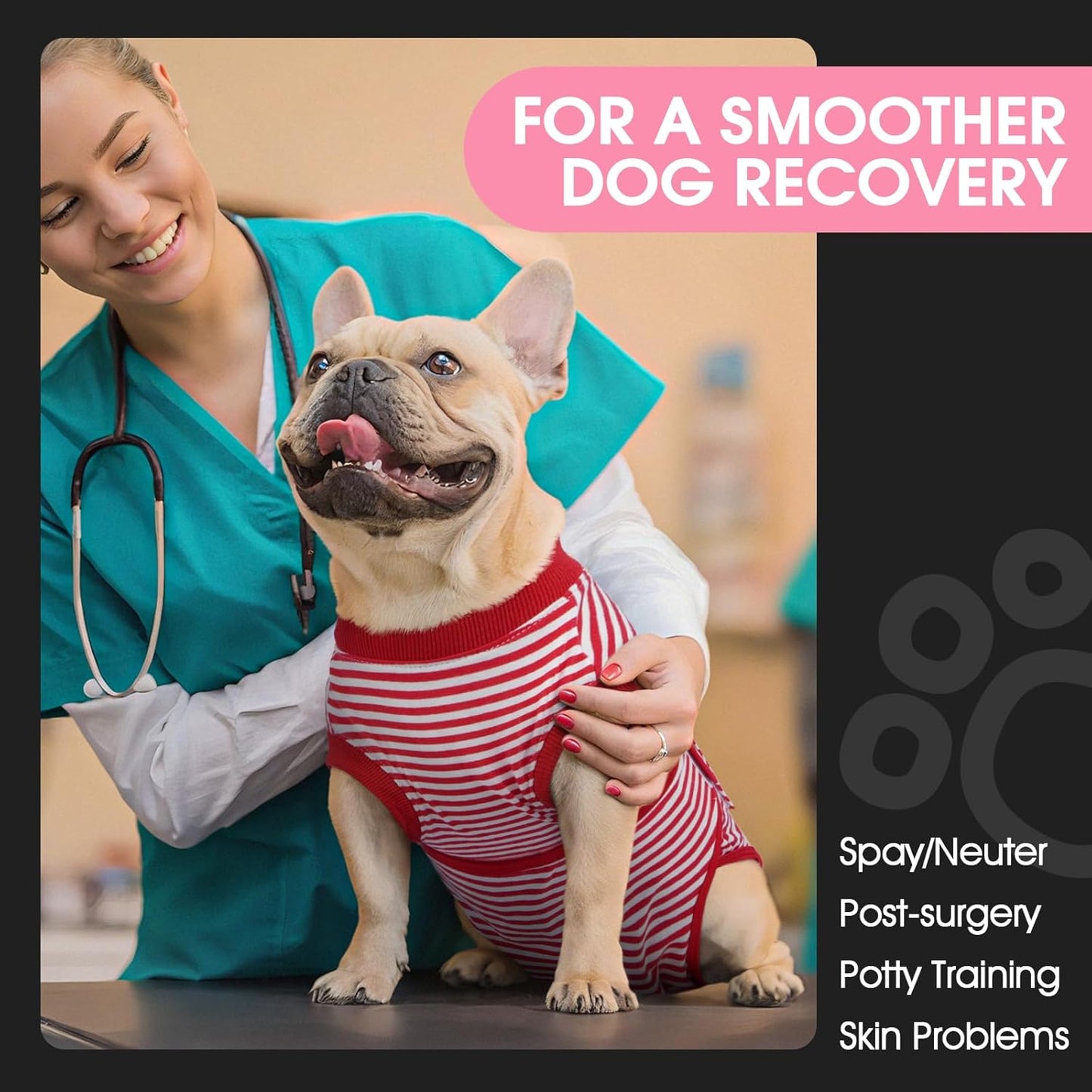 FUAMEY Dog Recovery Suit Male,Dogs Surgery Neuter Suits Puppy Spay Shirts for Female Protect Dog's Skin Anti Licking Abdominal Wounds Doggie Onesie Pet Bodysuit Alternative to Cone Red Stripes XS