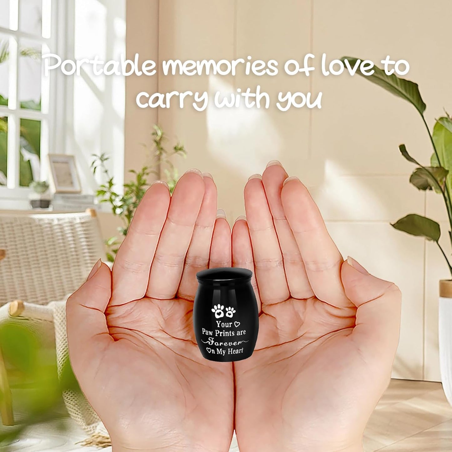1.57 inches Small Black Pet Urn for Ashes – Keepsake Aluminum Memorial Urn with Engraved Paw Print Design – Ideal for Cats, Dogs & Tiny Pets