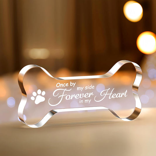 Cynlsum Pet Memorial Ornament Remembrance Gifts Loss of Dog Cat Sympathy Gift Crystal Bone Shape Decor Ornament for Dogs Puppy Keepsake