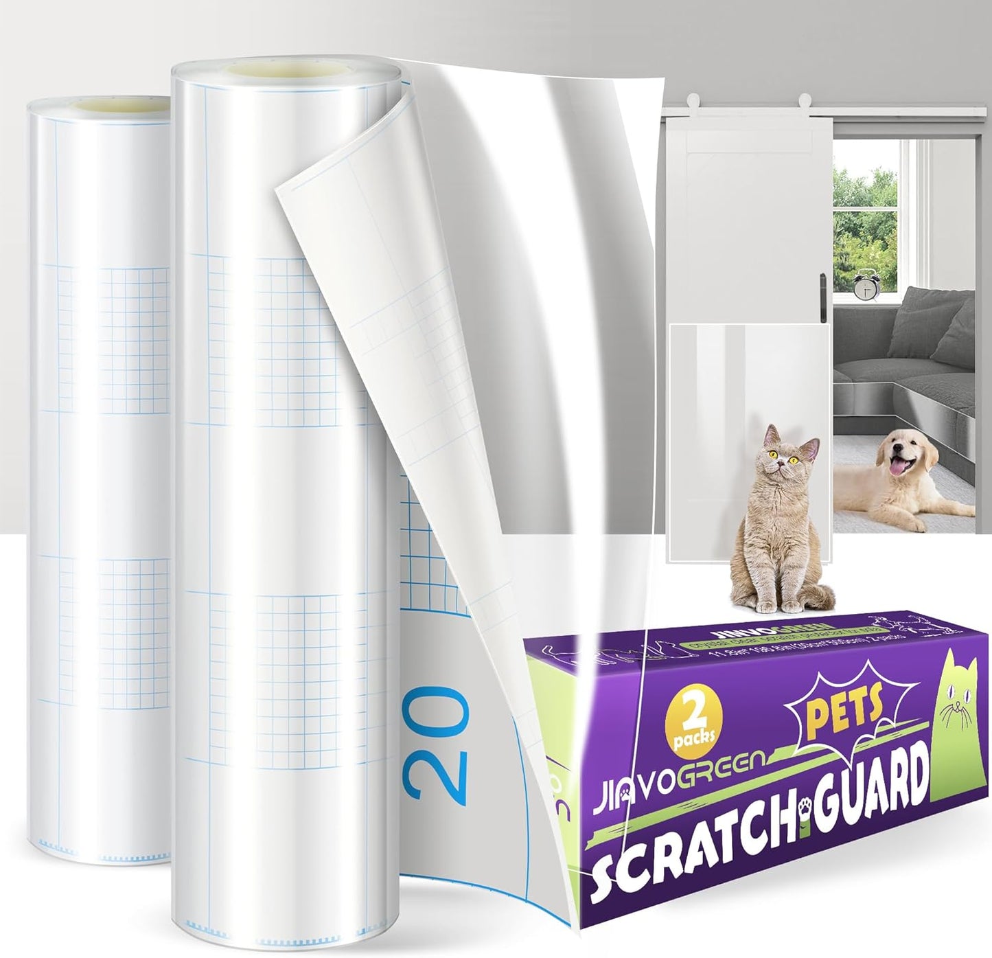 Cat Scratch Furniture Protector, 2 Pack 196.8" x 11.8" Couch Protector from Cat Claws, Thickened Transparent Self-Adhesive Furniture Protectors for Couch Protection from Cat Scratching