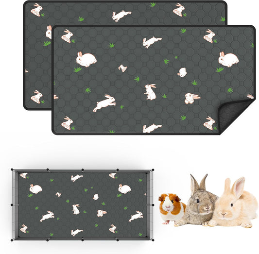 Guinea Pig Cage Liner, Reusable Guinea Pig Bedding Washable Absorbent Pee Pads for Dogs Kitten Rabbit Chinchilla Hamster, Leakproof & Anti Slip (4, C&C 2*4, 24"x47")