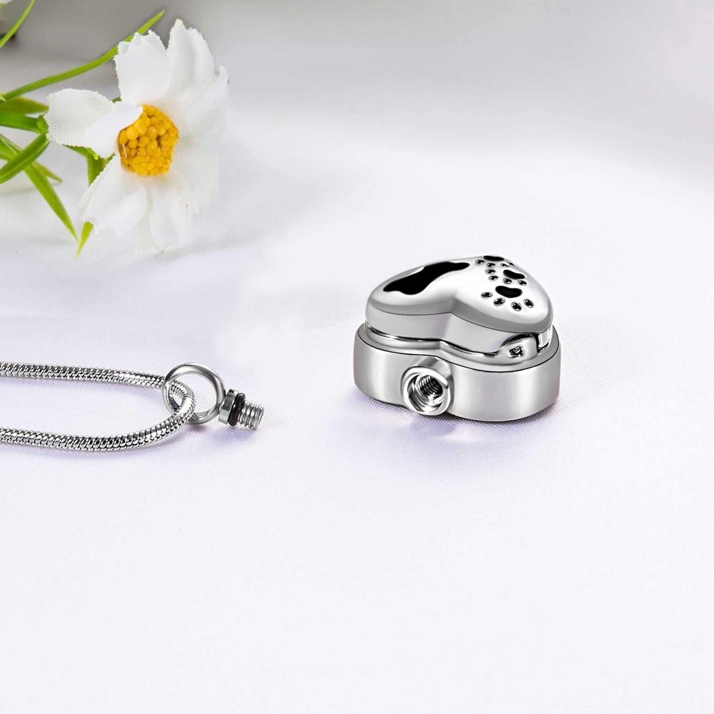 Farfume Personalized Pet Urn Necklace for Dog Cat Ashes Cremation Pet Memorial Customized Photo Text Engraving Pendant Keepsake Funeral Jewelry