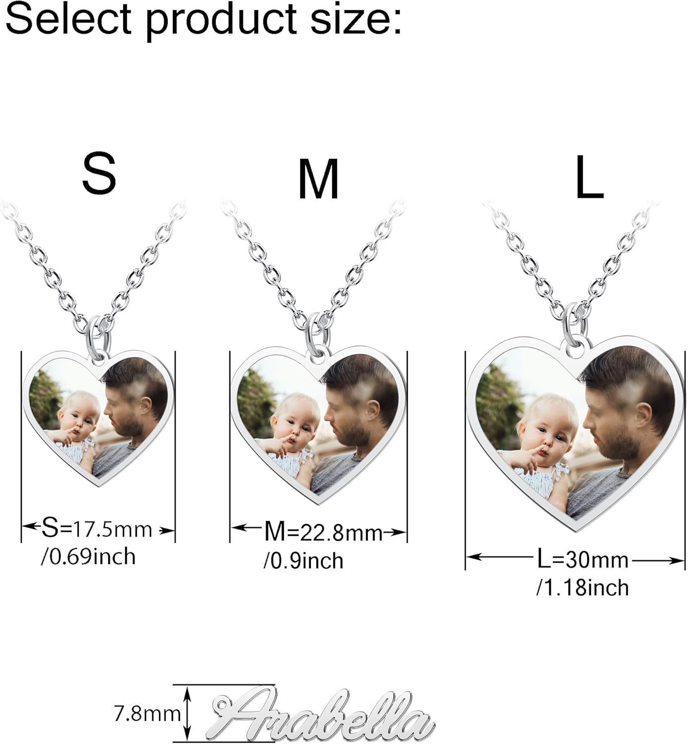 CharmSStory Personalized Photo Necklaces Custom Engraved Name Necklace Memory Keepsake Picture Necklace Pendant Customized Gifts for Women Men