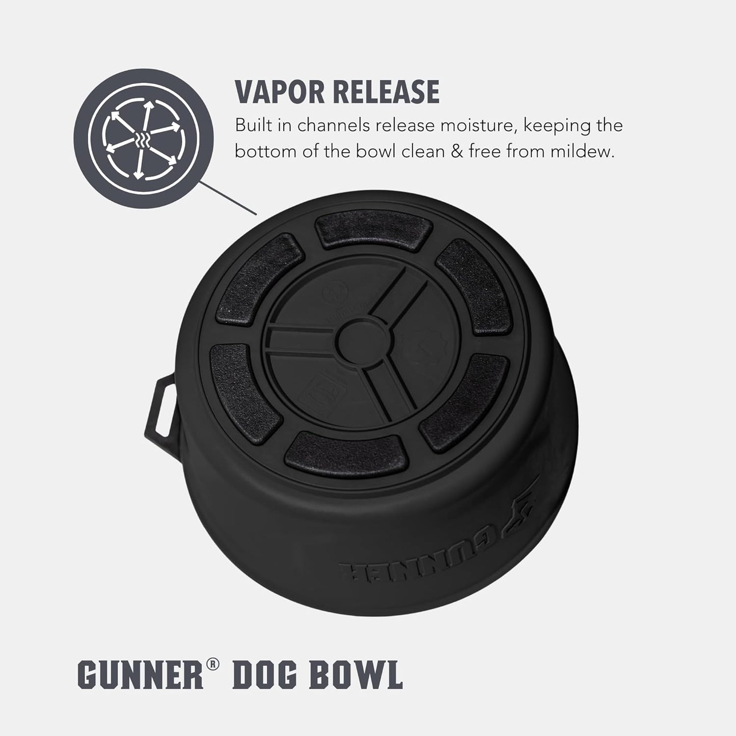 GUNNER Dog Bowl with Spill-Proof Travel Lid – 7.5" x 3.75", 1.3 lb, 7-Cup Capacity, BPA-Free, Rust-Proof, Shock-Resistant, Stackable, Dishwasher Safe, Leak-Resistant Nesting Lid – Black