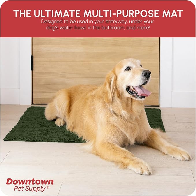 My Doggy Place Microfiber Dog Mat for Muddy Paws, 36" x 26" Chive - Absorbent and Quick-Drying Dog Paw Cleaning Mat, Washer and Dryer Safe - Non-Slip Rubber Backed Dog Floor Mat, Large