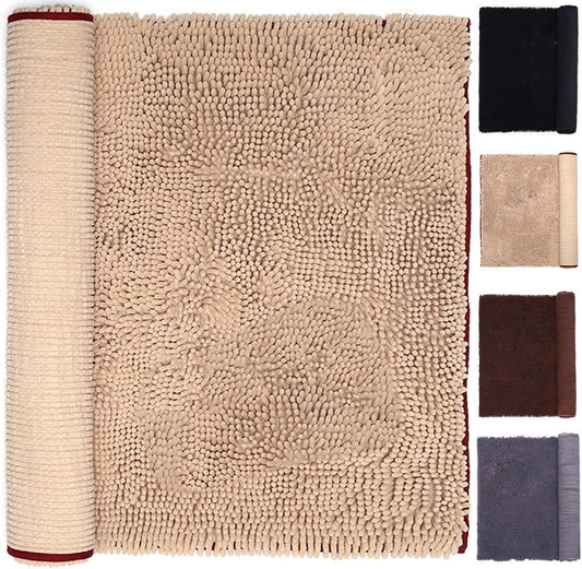 NJSBYL Pet Rugs Mats for Dog Cat Bathroom Door Rugs 26" x 36" Khaki Doormat Shaggy Chenille Pet Area Rugs Ultra Soft Water Absorbent Machine Washable Dry Area Rugs for Bathroom