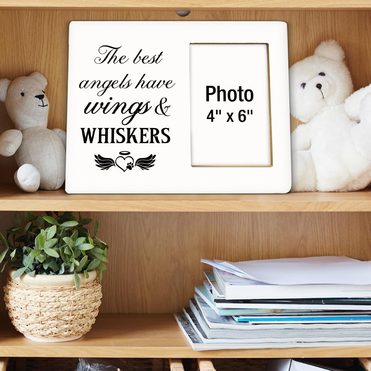 Pet Memorial Gift Picture Frame, Dog Memorial Gifts for Loss of Dog, Sympathy Gifts for Cat Dogs, Grief Gift for Women, Cat Pet Passing Away Remembrance Wood Photo Frames, 4 x 6 Inch Photo