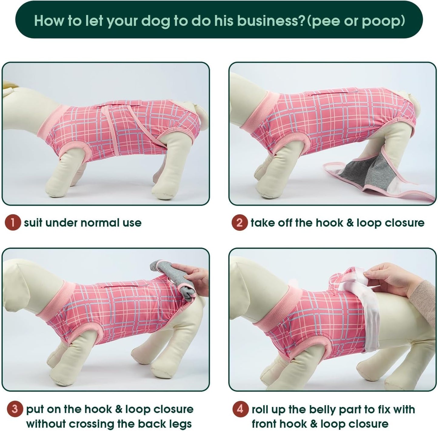 Kuoser Dog Recovery Suit for Female Male Dogs, Post-Surgery Bodysuit for Spay Neuter, Dog Onesie After Surgery, Anti-Licking Pet Surgical Recovery Suit, Pink XS