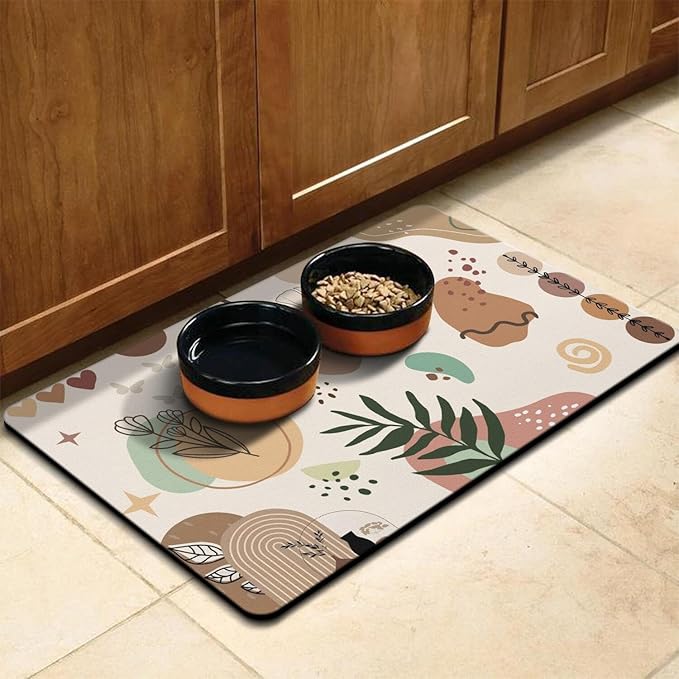 Pet Feeding Mat for Floors Waterproof Dog Mat for Food and Water Absorbent Quick Dry Non Slip mat for Cat Bowls