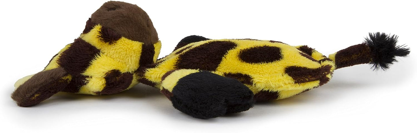 goDog Flattie Giraffe Silent Squeak Plush Dog Toy w/ Chew Guard Technology - Yellow/Brown, Large