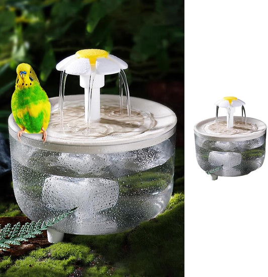 MANON ROSA Bird Bath for Parakeets - Small Bird Shower Bathing Fountain with Filtered Circulating Water Pool Sink for Parrots Lovebirds Conures Finches Cockatiels - Easy-Clean Pet Accessories (Clear)