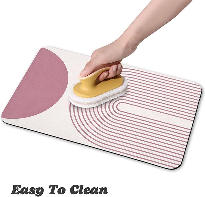 Dog Food Mats for Floors Waterproof, Cat Water Bowl Mats Pet Feeding Absorbent Mat Placemats for Food and Water Pink Bohemia 24 * 32 inch