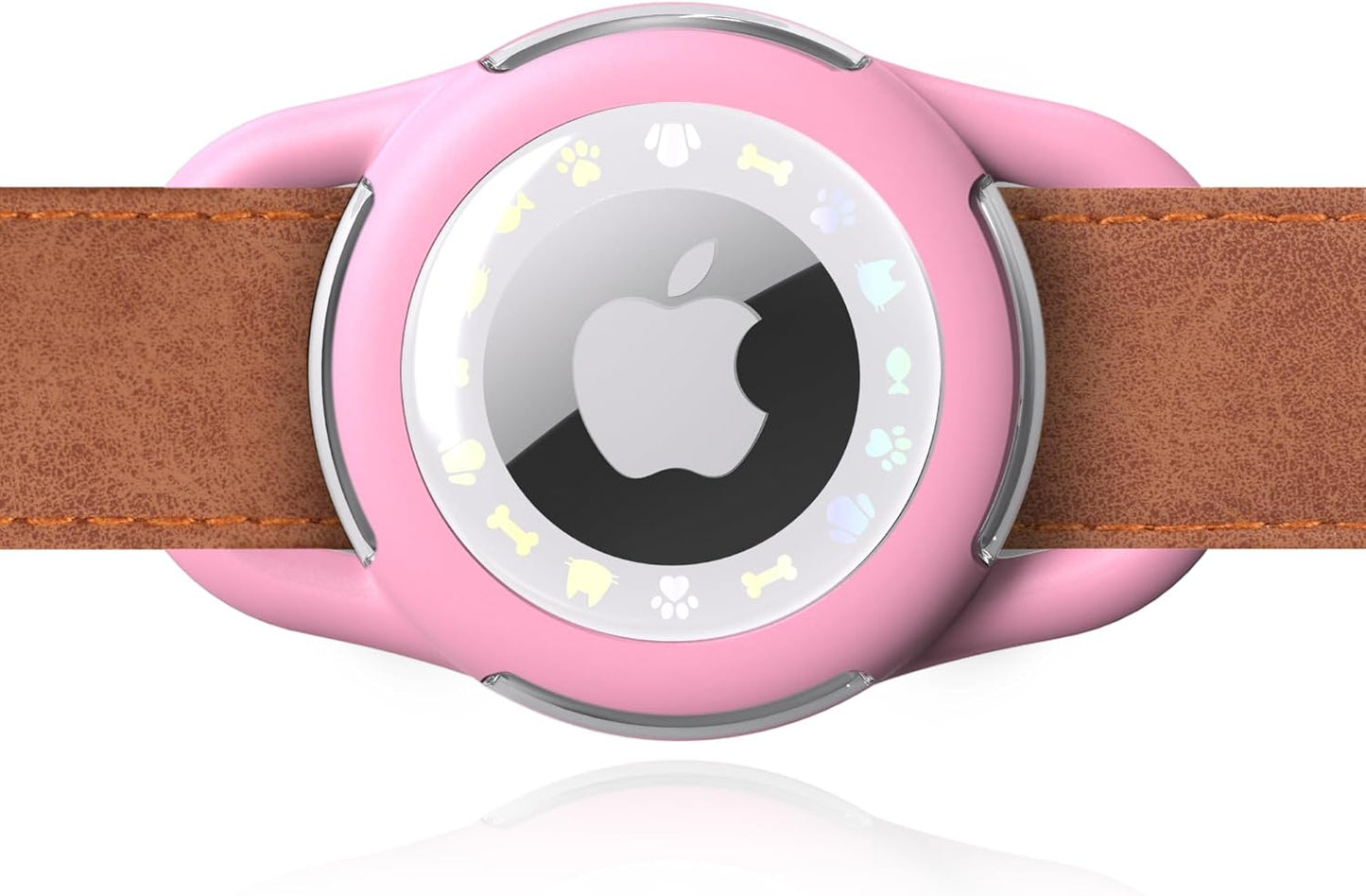 Airtag Dog Collar, Waterproof Airtag Holder for Dog Collar & Cat Collar Slicone Full Body Covered Pet Air Tag Holder (Pink, Small)