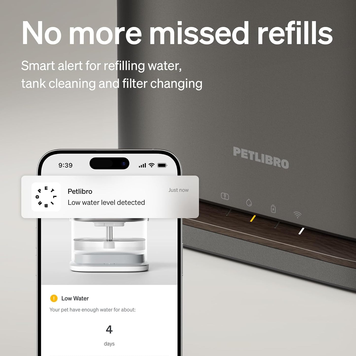 PETLIBRO Upgrade Cat Water Fountain, Cordless Cat Fountain Battery Operated, App Monitoring 3L/101oz Dockstream 2 Pet Water Fountain with Stainless Steel Tray, 5GHz WiFi Dog Water Bowl Dispenser