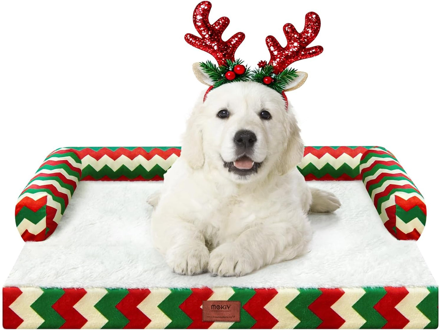 Christmas Dog Bed Large Sized Dogs-Orthopedic Waterproof Dog Beds,Comfort Pets Couch Sofa with Washable Removable Cover,Christmas Holiday Themed Pet Bed for Large Cat Dogs