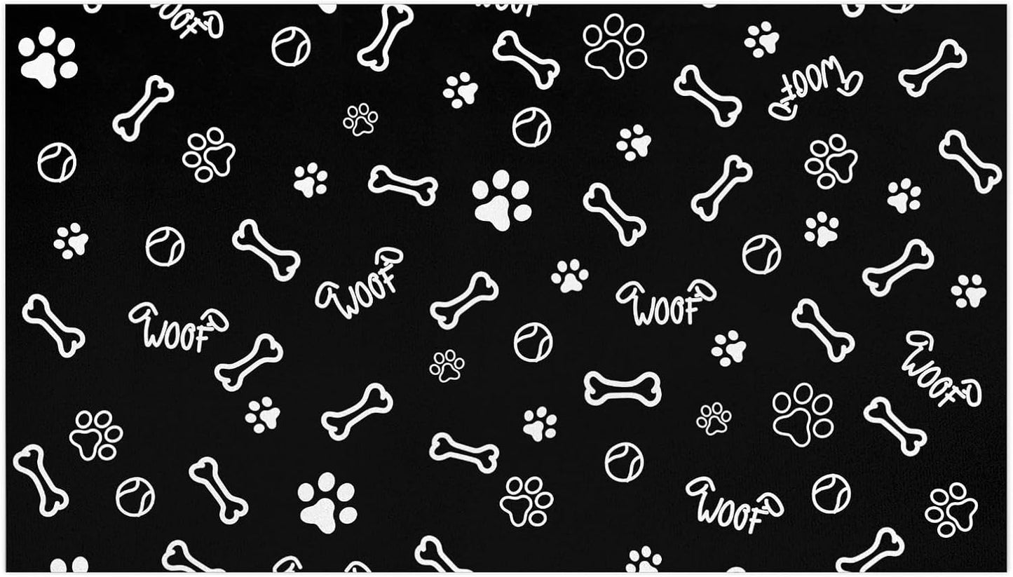 Pet Dog Food Mat Large - Absorbent Non-Slip Placemat for Dog Bowl,Cat Feding Mats for Floors,Dishmat for Food and Water,12"x20"(Paw Print)