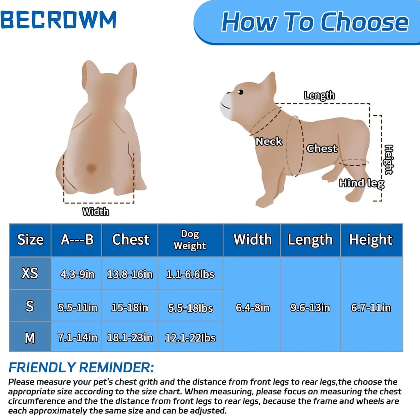 Dog Wheelchair for Back Legs, Light Weight Dog&Cat&Pets Wheelchair Cart with Disabled Hind Legs Walking, Adjustable Doggy Wheelchair Cart with Wheels for Back Legs