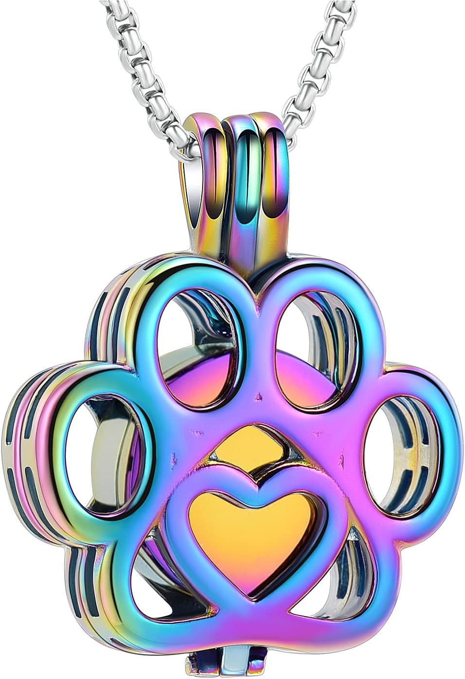 Oinsi Pet Cremation Jewelry For Ashes For Dog/Cat Paw Stainless Steel Memorial Locket Urn Necklace Inside Mini Case Keepsake Cremation Jewelry Women Men