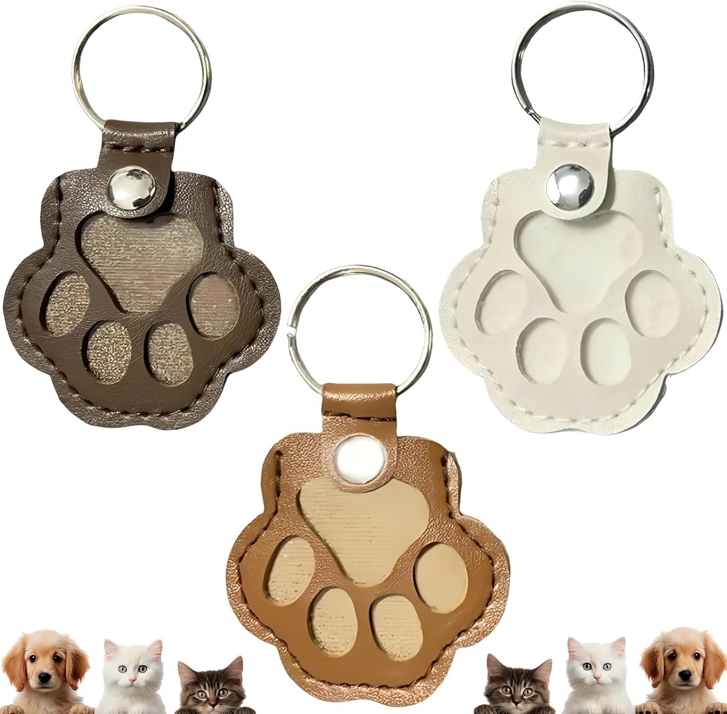 Leather Pet Memorial Keychain, Pet Hair Keepsake Keychains, Cute Leather Paw Keychains, Memorial Gift for Pet Lovers
