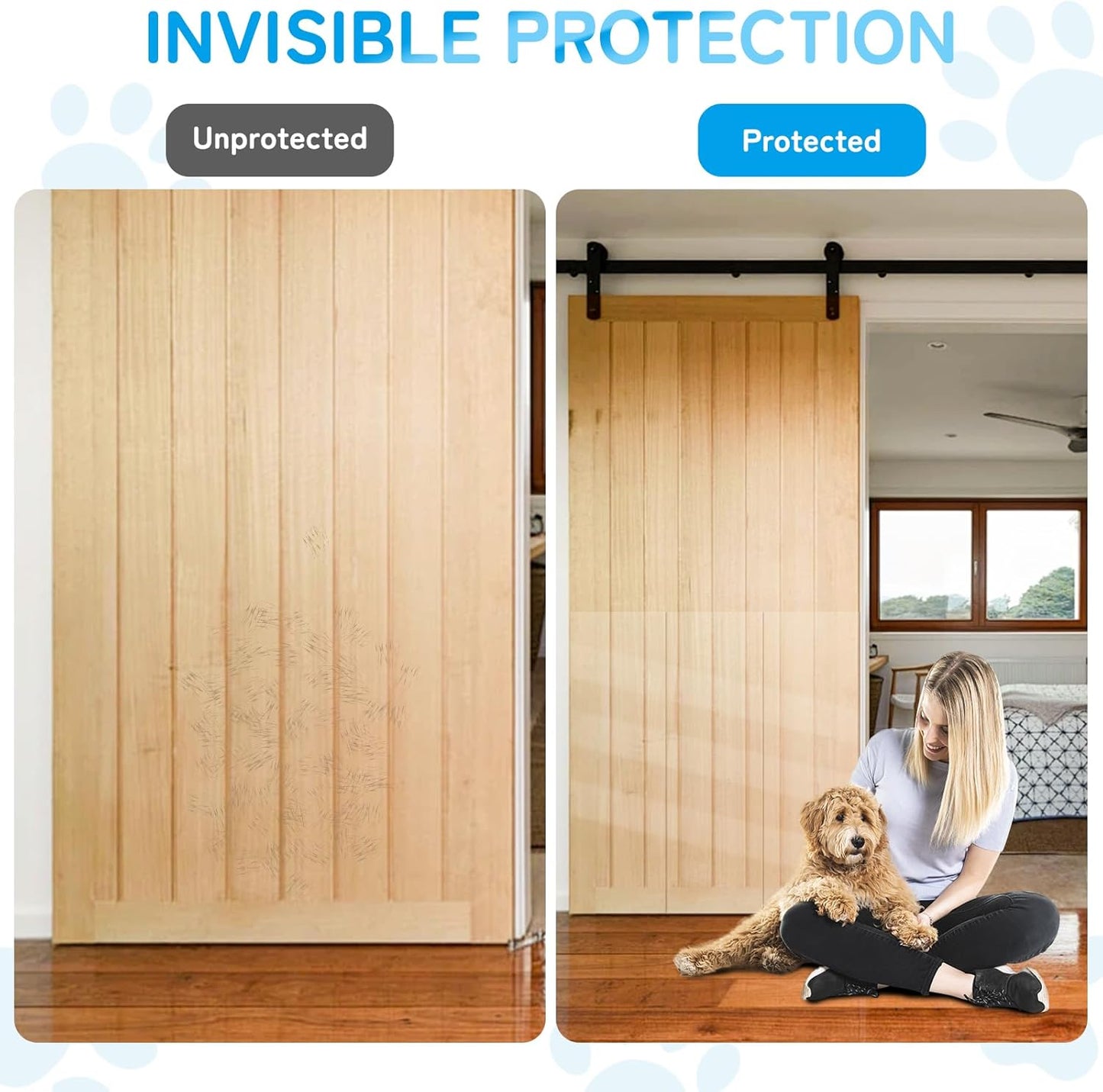 Door Protector from Dog Scratching, Cat Scratch Protector 8.3" x 200" Self-Adhesive Single Side Door Frame Furniture Protectors from Cats Dogs Scratch, Clear (200 X 8.2 INCH)