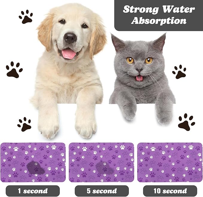 Dog Food Mat, Absorbent Water Bowl Mats Cat Pet Feeding Placemats 16 * 24 inch