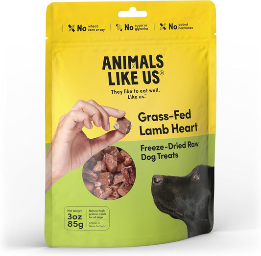 Premium Dog Treats, Freeze-Dried Raw 100% Grass-Fed Lamb Heart, Single Ingredient, Protein Rich, Non-GMO, No Wheat or Corn, 3 oz