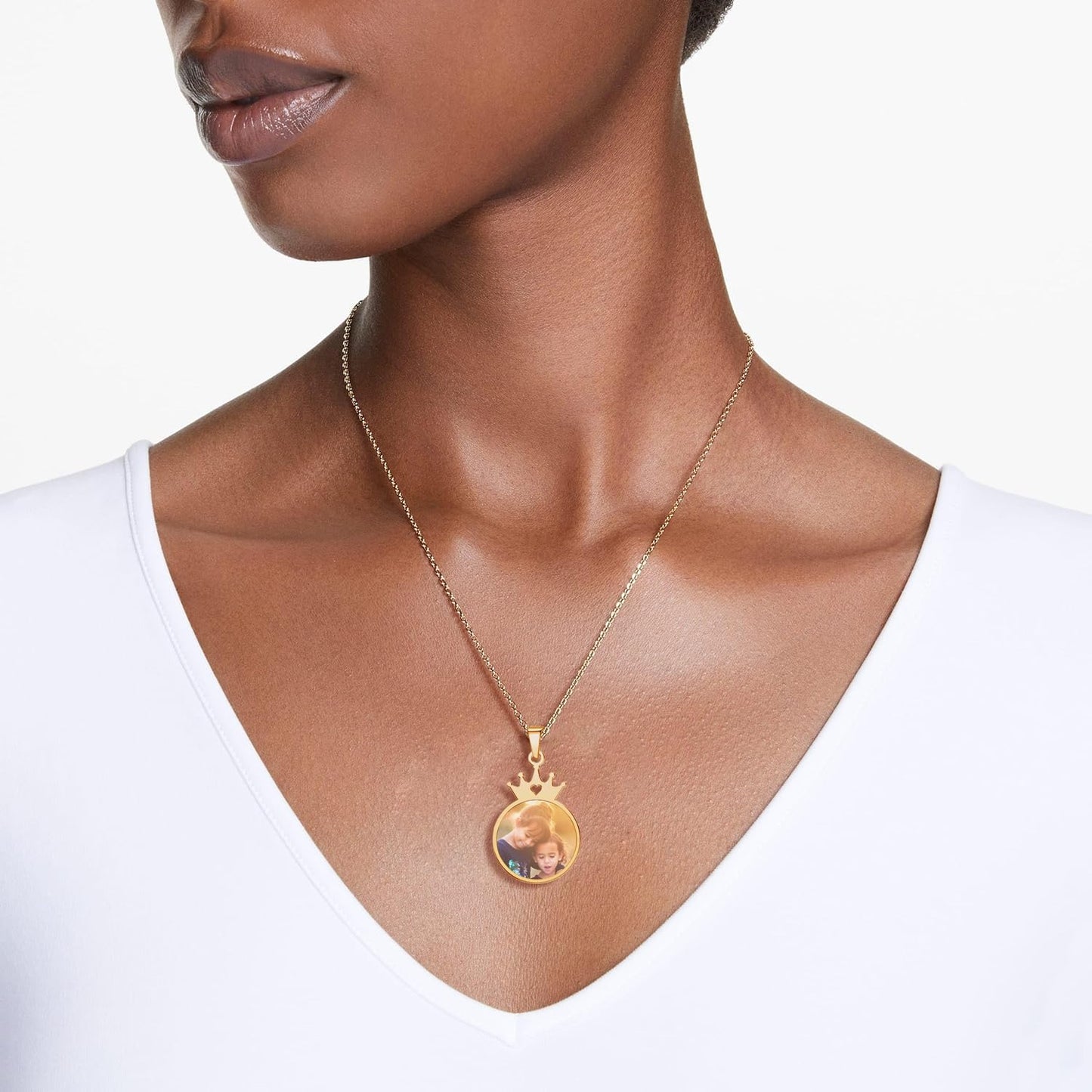 CharmSStory Personalized Photo Necklaces Custom Engraved Name Necklace Memory Keepsake Picture Necklace Pendant Customized Gifts for Women Men