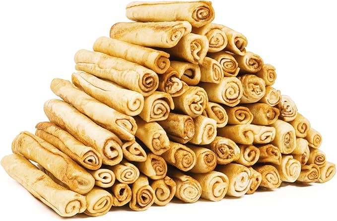 MON2SUN Dog Rawhide Rolls Twist Sticks 6.5 Inch Chew Treats Chicken Flavor 60 Count for Puppy and Small Dogs