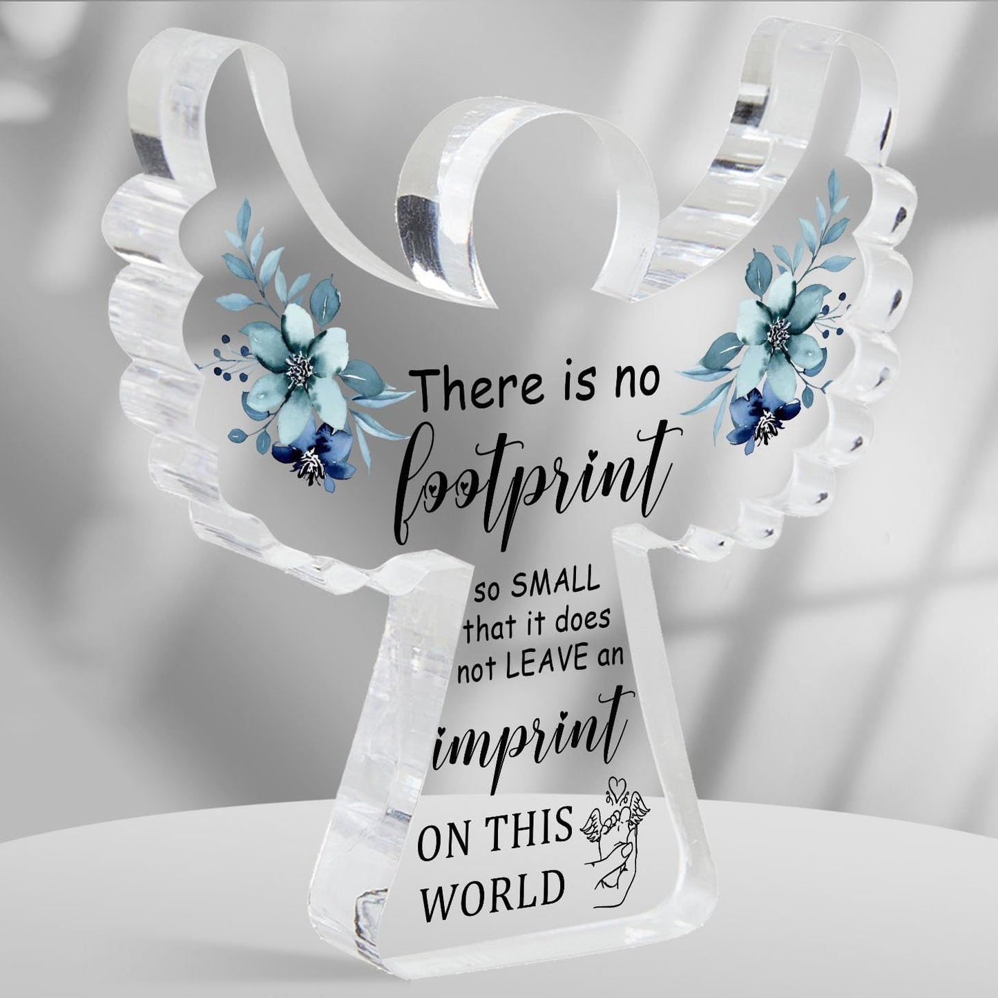Sympathy Gifts, Miscarriage Gifts for Mothers, Remembrance Gift, Remember Me Grieving Present, Baby Footprint Memorial Angel Acrylic Decor, Funeral in Memory of Loss of Baby, Infant Loss Sympathy Gift